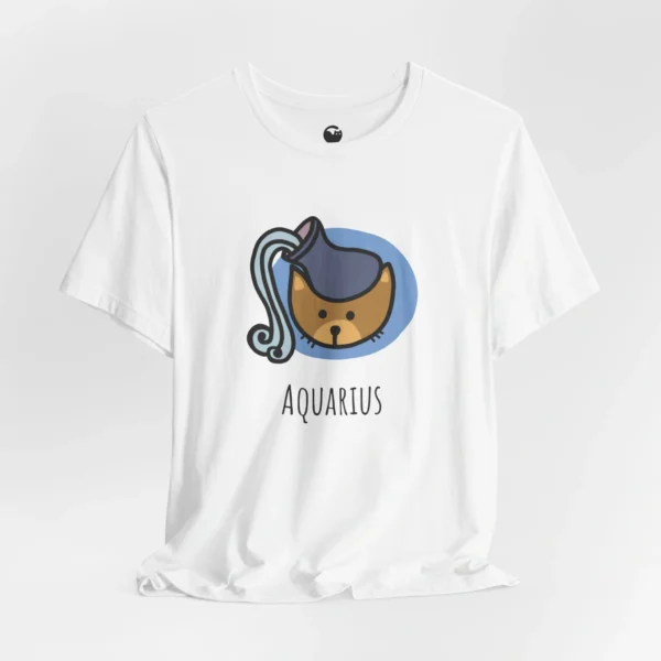 Meowxy T-Shirt, Aquarius Zodiac Cat White