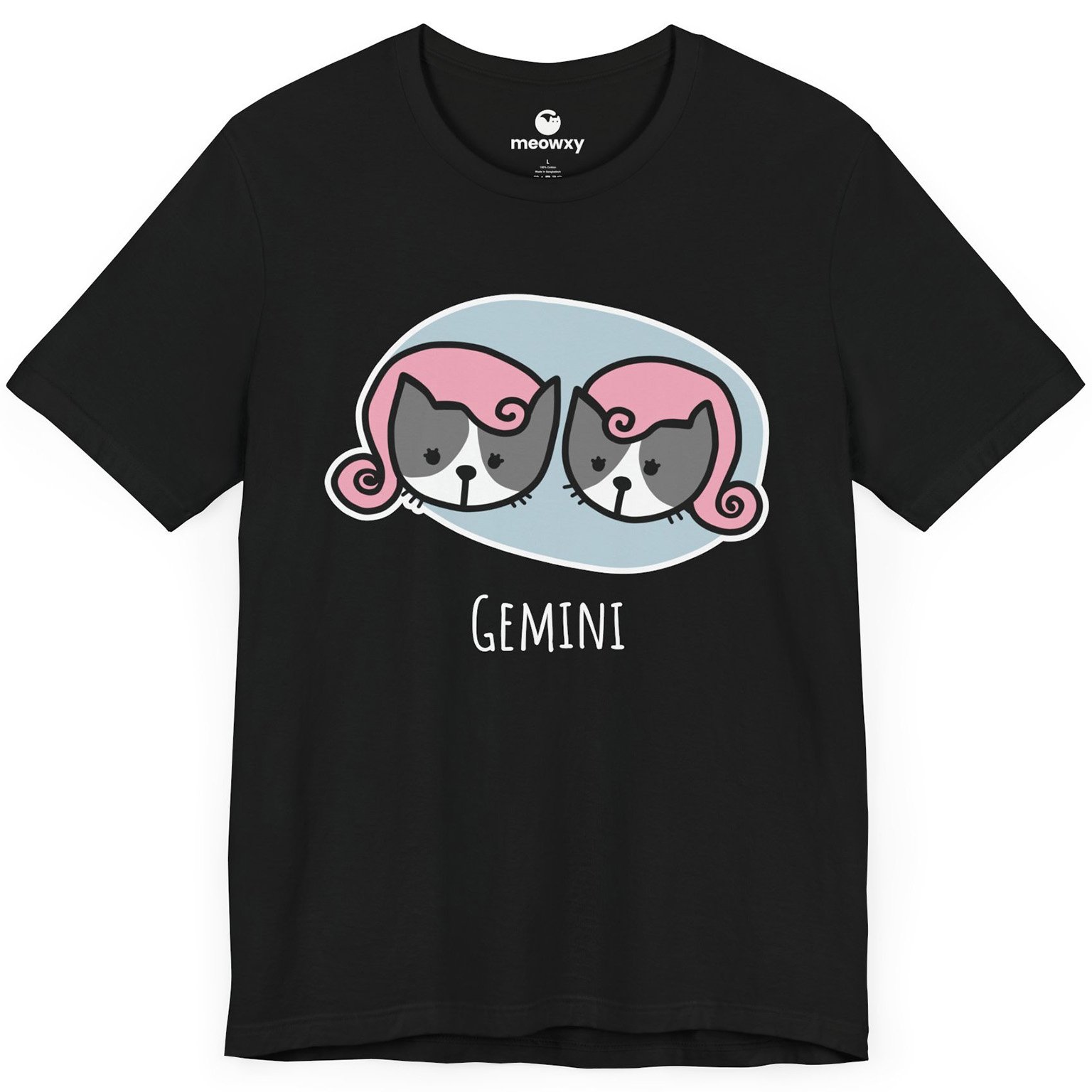 Gemini Zodiac Cat T-shirt - Image 1