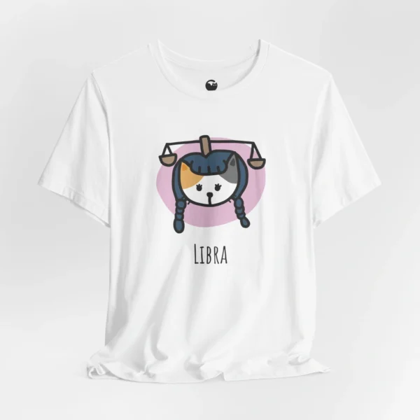 Meowxy T-Shirt, Libra Zodiac Cat White