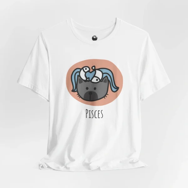 Meowxy T-Shirt, Pisces Zodiac Cat White