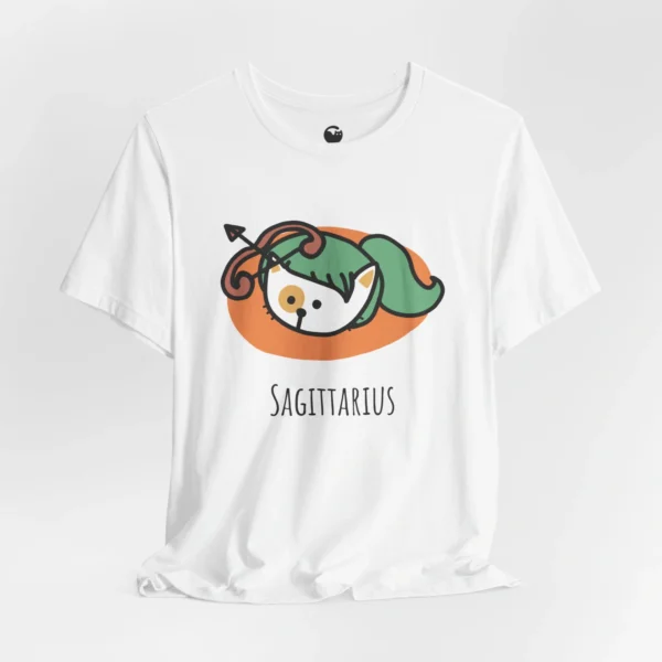 Meowxy T-Shirt, Sagittarius Zodiac Cat White