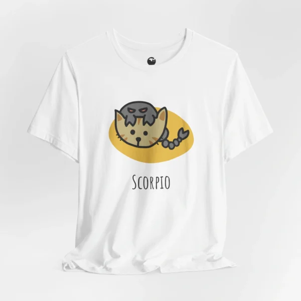 Meowxy T-Shirt, Scorpio Zodiac Cat White