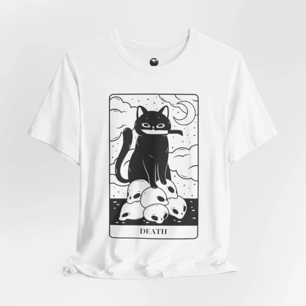 Meowxy T-Shirt, Death Tarot Cat White