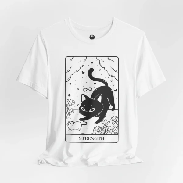 Meowxy T-Shirt, Strength Tarot Cat White