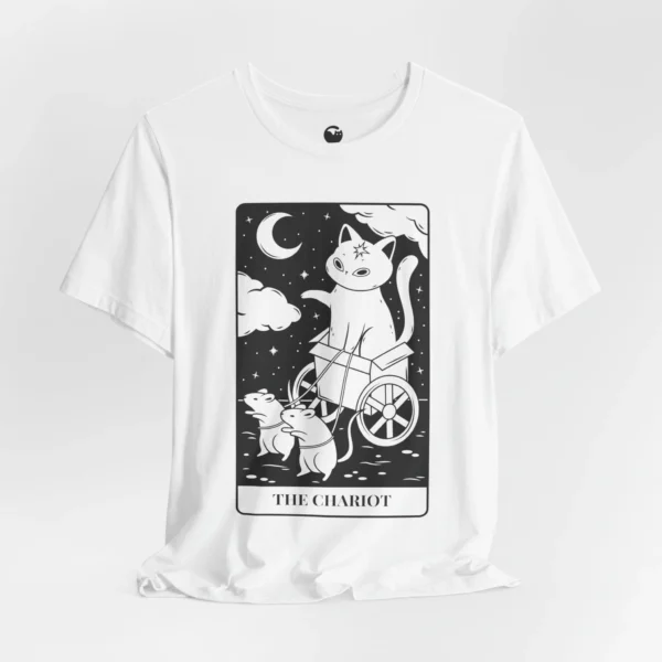 Meowxy T-Shirt, The Chariot Tarot Cat White