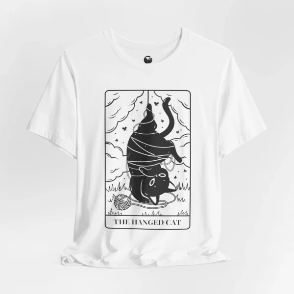 Meowxy T-Shirt, The Hanged Cat Tarot Cat White