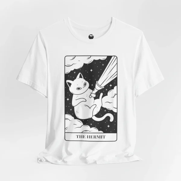 Meowxy T-Shirt, The Hermit Tarot Cat White