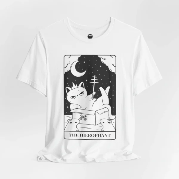 Meowxy T-Shirt, The Hierophant Tarot Cat White