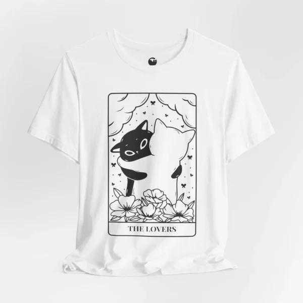 Meowxy T-Shirt, The Lovers Tarot Cat White