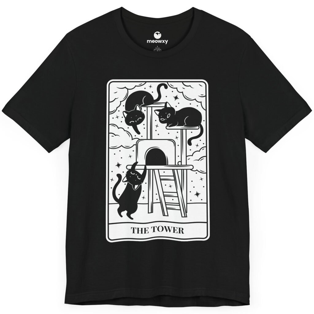 The Tower Tarot Cat T-shirt