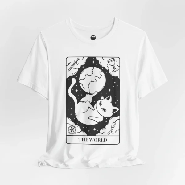 Meowxy T-Shirt, The World Tarot Cat White