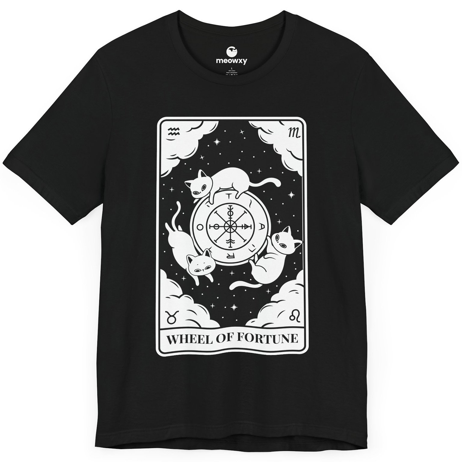 Wheel of Fortune Tarot Cat T-shirt - Image 1